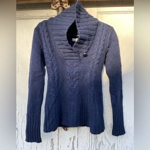 H&M Cable Knit Sweater Women’s Small Blue Cozy Chunky Cowl Neck Vintage